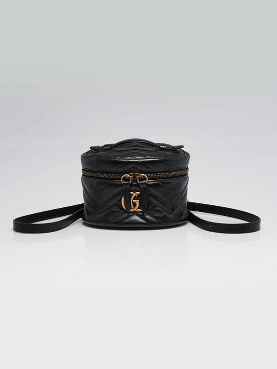 Gucci Black Quilted Leather Marmont Mini Round Backpack Bag main image 12